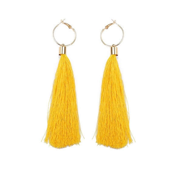🔸2 for $15🔸Yellow Tassel Earrings - Picture 1 of 2